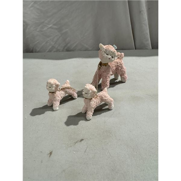 vintage ceramic figurine set of pink "spaghetti" or "sugar" lambs