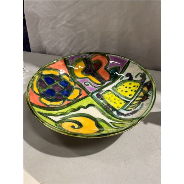Studio pottery wall charger signed