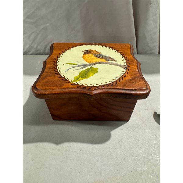 Hand painted pine trinket box