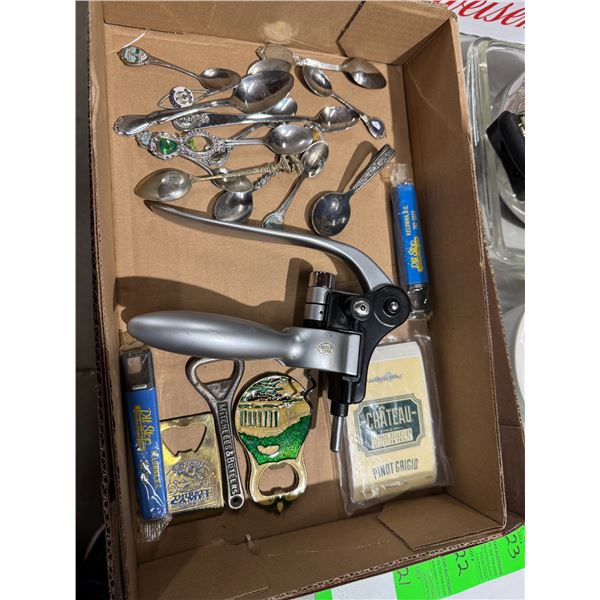 Collectible spoons bottle openers, and wine openers