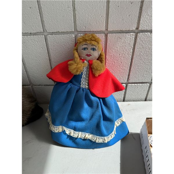 Topsy-turvy doll, little red riding, Hood, grandma, wolf