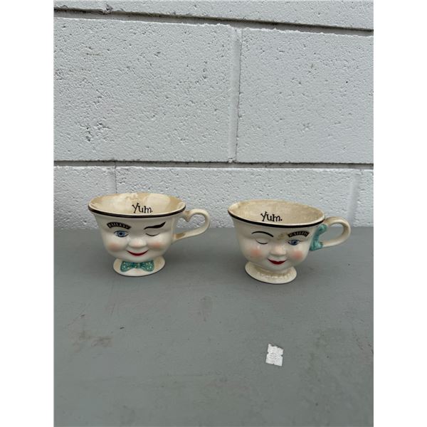 Pottery, teapot, cream, sugar, and mug