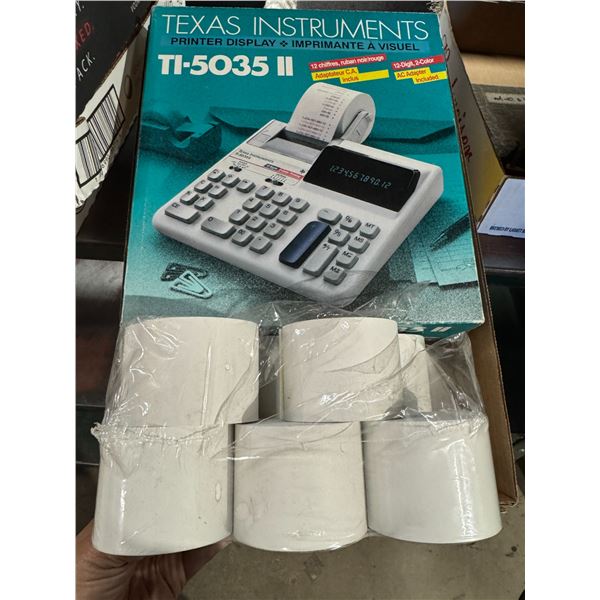 Texas instrument calculator with paper rolls