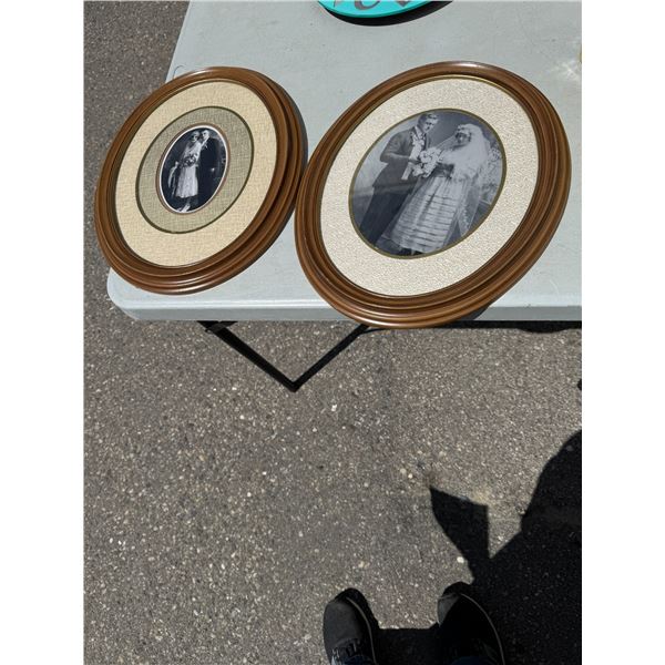 Oval frames with vintage wedding pictures