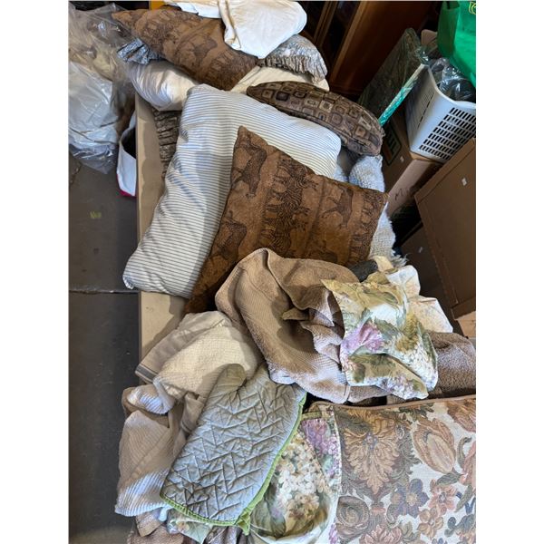 Pillows, throw cushions, towels, blankets, etc.
