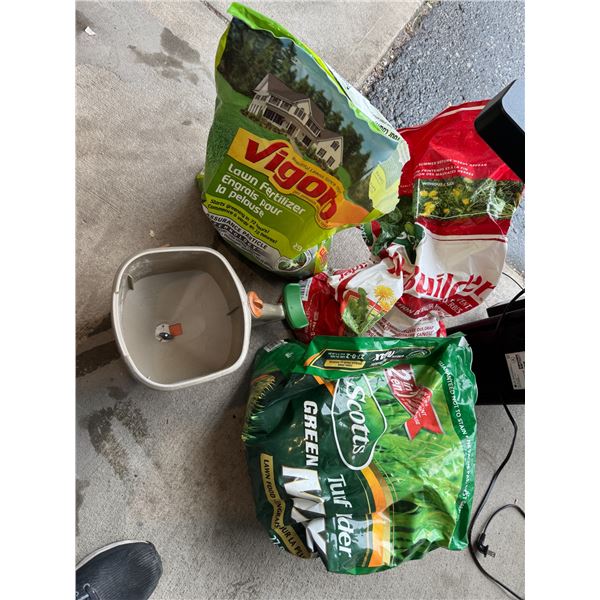 Grass fertilizer, etc.