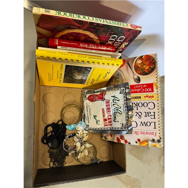 Cookbook costume, jewelry, and cocktail mix