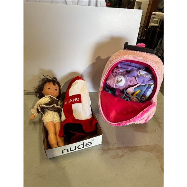 Doll doll clothes, and suitcase