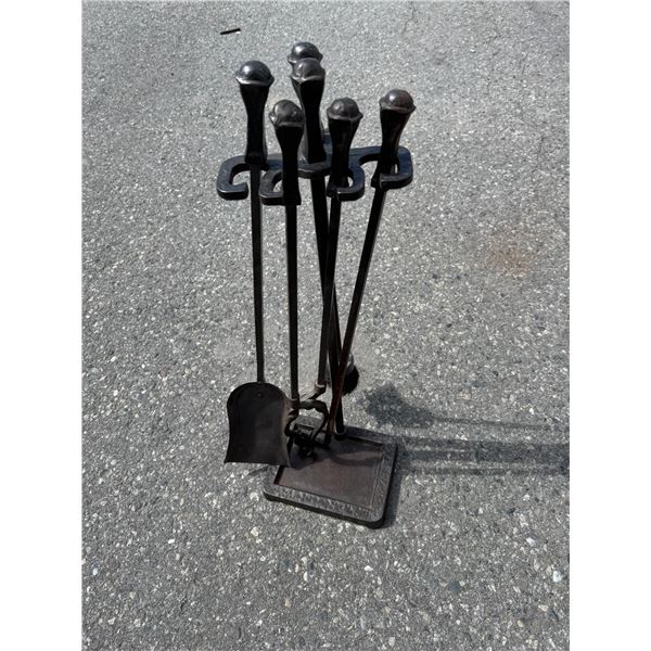 Hand forged vintage fireplace tools