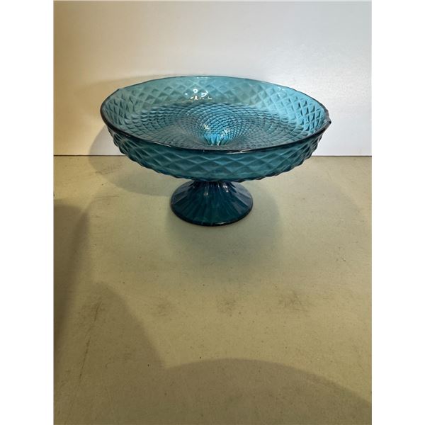 Pedestal blue dish