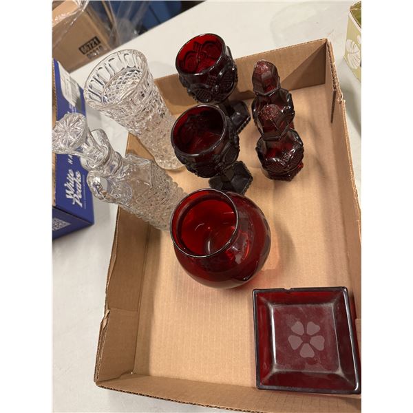 Ruby glass and other items