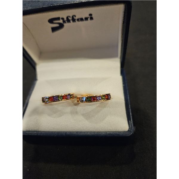 18k Gold plated multi color hoop earrings