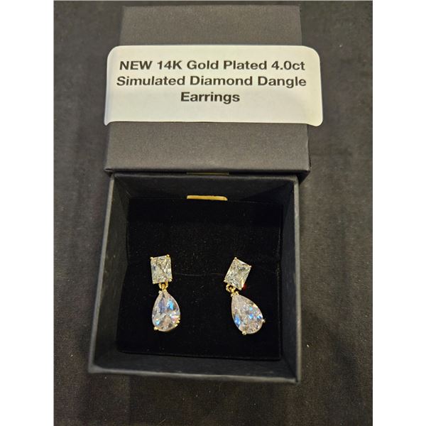 14K Gold Plated 4.0ct  dangle earrings