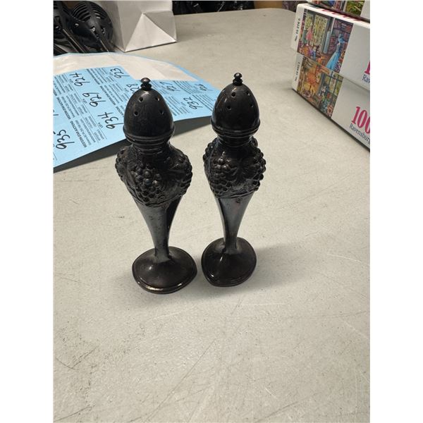 Silver plate, salt and pepper