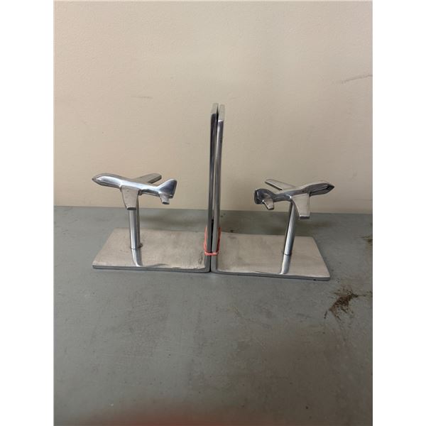 Aluminum airplane book ends