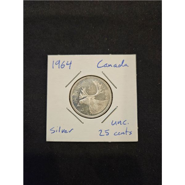 1964 Silver Canadian quarter
