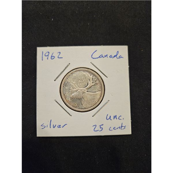 1962 Silver Canadian quarter