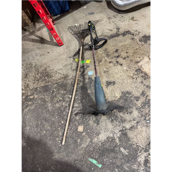 Electric weedeater and rake