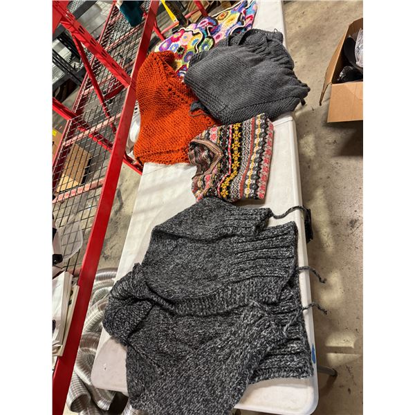 Handmade items, blankets, and sweaters