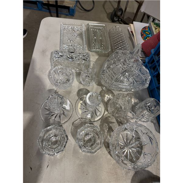 Crystal dishes and candle holders
