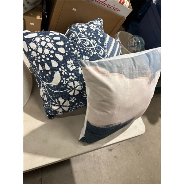 Three throw pillows