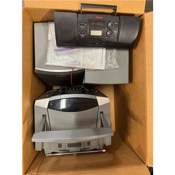 Sony shelf stereo and McLean's radio