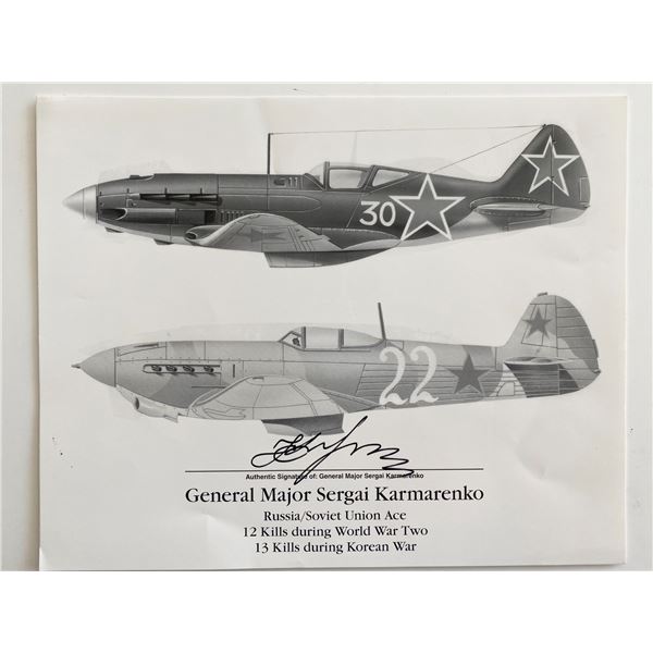 Sergei Kramarenko signed WW2 & Korean War plane art