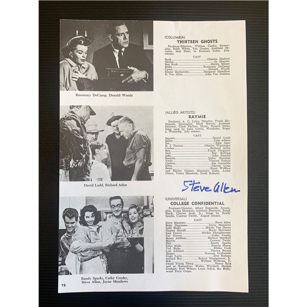 Steve Allen Signed Cast List