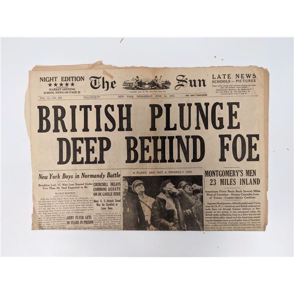 The Sun 1944 Vintage Newspaper