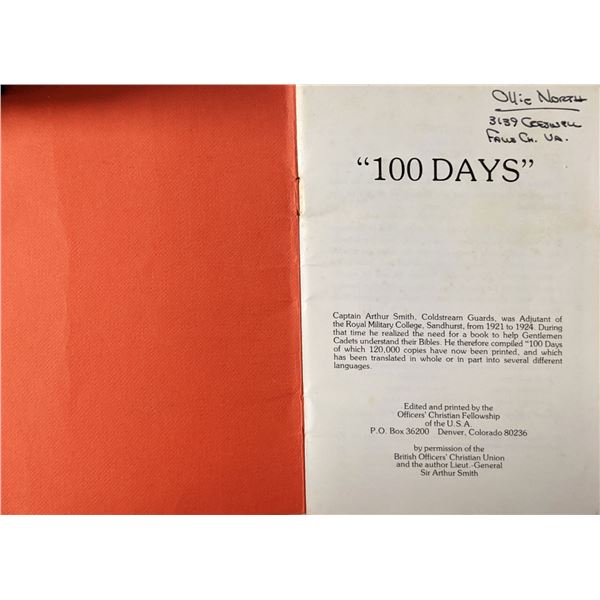 Ollie North Signed Bibe Study Booklet