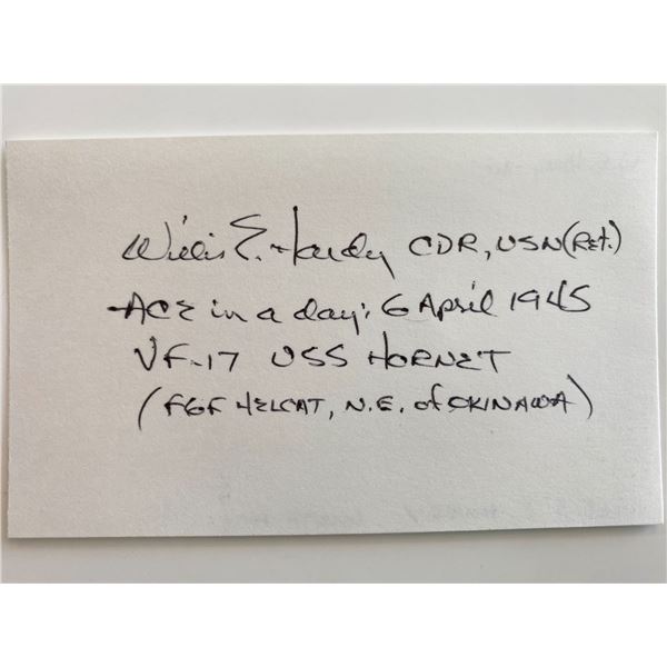 WWII Flying Ace Willis Hardy Signed Card