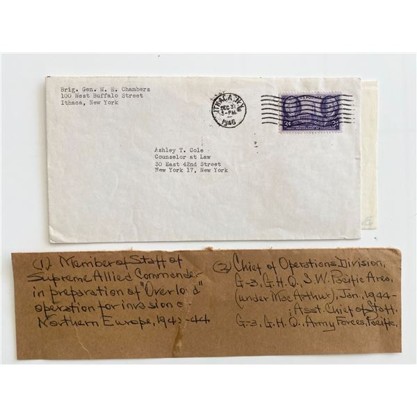 General W.E. Chambers initialed note