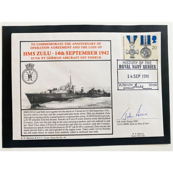 John Drane Signed HMS Zulu Commemorative Cover