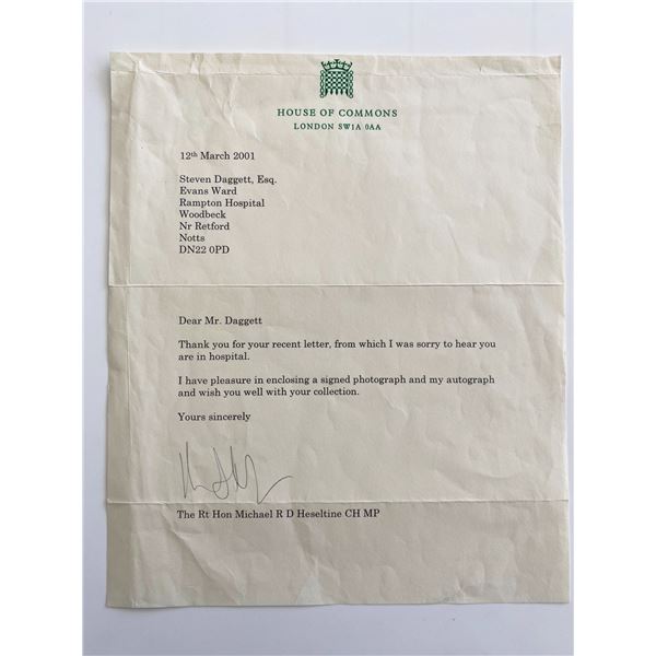 British Parliament Michael Heseltine MP signed letter