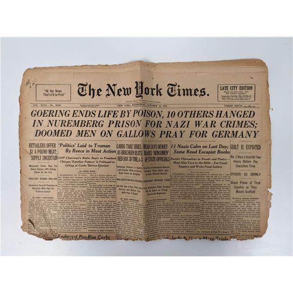 World War 2 The New York Times Original 1946 Newspaper