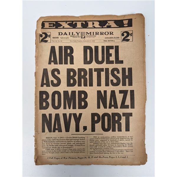 Daily Mirror 1939 Vintage Newspaper