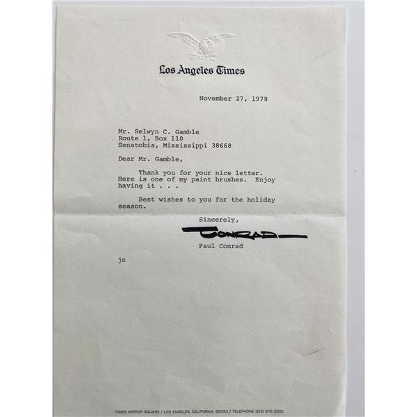 L.A. Times Paul Conrad Signed Note