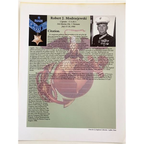 Robert J. Modrzejewski Medal Of Honor Citation