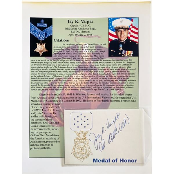 Jay R. Vargas Signed Card and Medal Of Honor Citation