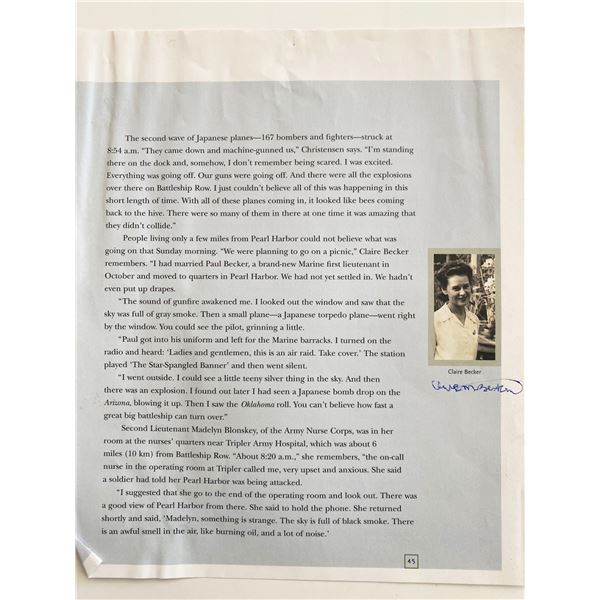 WWII Claire Becker Signed Magazine Page
