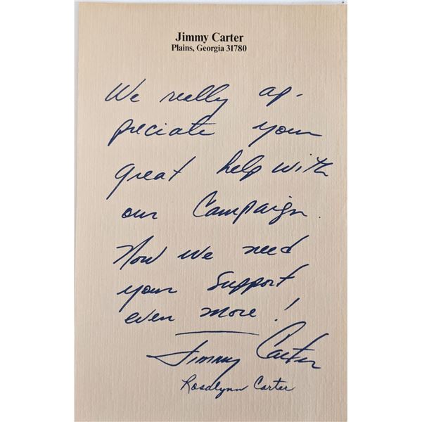 Jimmy and Rosalynn facsimile signed letter