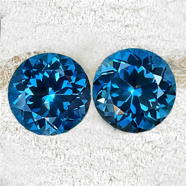 Natural Brilliant London Blue Topaz Pair 9 MM - FL