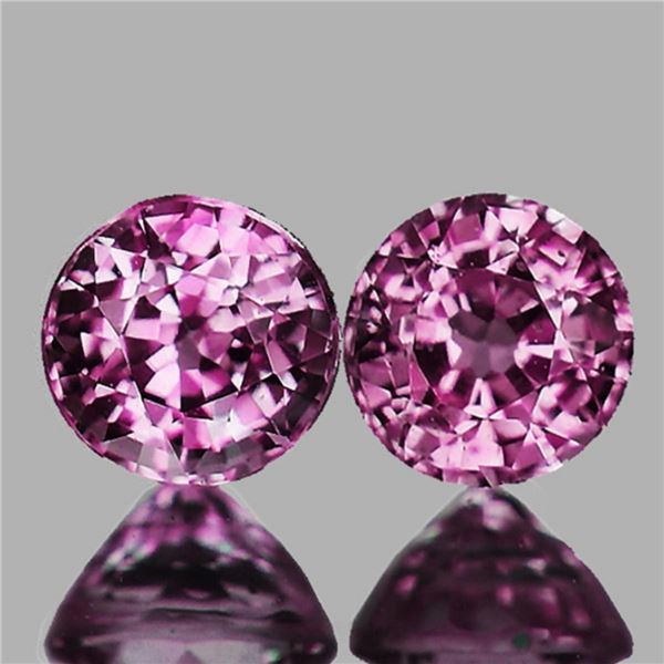 Natural Intense Pink Purple Burma Spinel Pair - VVS