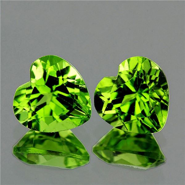 Natural Green Peridot Heart  Pair 6.00 MM - VVS