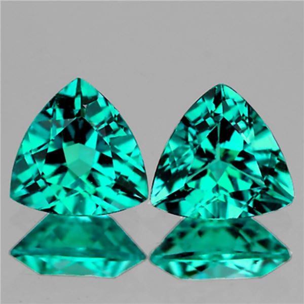 Natural Emerald Bluish/Green Brazil Apatite Pair{Flawless-VVS}