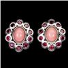 Image 1 : Natural Pink Opal & Rhodolite Earrings