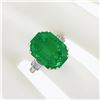 Image 3 : Vintage Platinum 12.16 ctw AGL Emerald Cut Colombian Emerald Diamond Cocktail Ri