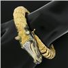 Image 1 : Vintage 18k Gold Textured Detailed Enamel 3D Horse Head Diamond Bangle Bracelet