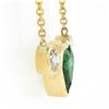 Image 5 : NEW 18k Gold 2.42 ctw GIA Bezel Heart Emerald & Diamond Pendant Chain Necklace