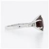 Image 5 : Vintage Platinum 4.29 ctw Round Garnet & Baguette Diamond 3 Stone Engagement Rin